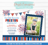 4th of July Birthday Invitation - FREE Thank You Card Included