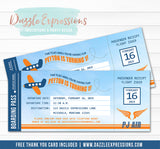 Airplane Boarding Pass Birthday Invitation - Thank You Card Included