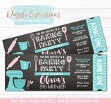 Baking Party Chalkboard Ticket Invitation - FREE thank you card included