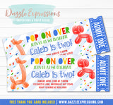 Balloon Animal Ticket Invitation 2 - FREE thank you card included