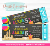 Beach Chalkboard Ticket Invitation 2 - FREE thank you card included