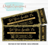 Black and Gold New Years Eve Ticket Invitation 2