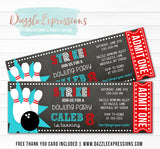 Bowling Chalkboard Ticket Invitation 1 - FREE thank you card included