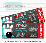 Bowling Chalkboard Ticket Invitation 3 - FREE thank you card included