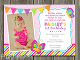 Butterfly Birthday Invitation 2 - Thank You Card Included