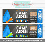 Camping Chalkboard Ticket Invitation 2 - FREE thank you card included