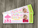 Carousel Ticket Invitation 4 - Thank You Card Included