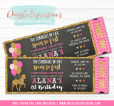 Carousel Chalkboard Ticket Invitation 1 - FREE thank you card included