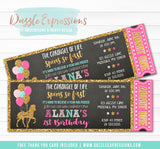 Carousel Chalkboard Ticket Invitation 2 - FREE thank you card included