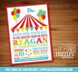 Circus or Carnival Birthday Invitation 6 - FREE thank you card included