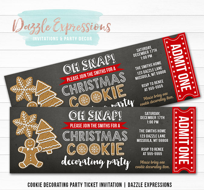 Cookie Decorating Party Ticket Invitation 2