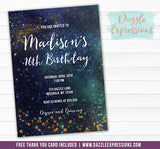 Cosmic Space Invitation 1 - FREE thank you card included