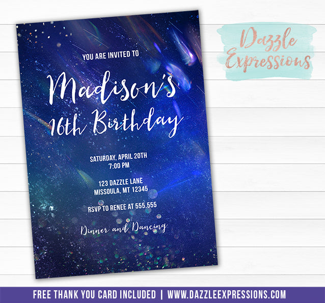 Cosmic Space Invitation 2 - FREE thank you card included