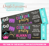 Costume Party Ticket Invitation 2 - FREE thank you card