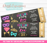 Costume Party Ticket Invitation 4 - FREE thank you card