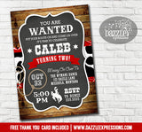 Cowboy Rustic Chalkboard Invitation 1 - FREE thank you card included