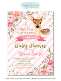 Deer Floral Baby Shower Invitation - FREE thank you card included
