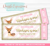 Deer Pink and Gold Ticket Invitation - FREE thank you card included