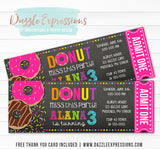 Donut Chalkboard Ticket Invitation 1 - FREE thank you card included