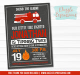 Fire Truck Chalkboard Invitation 1 - FREE thank you card included