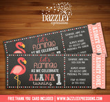 Flamingo Chalkboard Ticket Invitation - FREE thank you card included