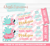 Flamingo Float Pool Party Ticket Invitation 1 - FREE thank you card