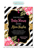 Floral Baby Shower Invitation 4 - FREE thank you card included