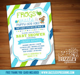 Frogs, Snails and Puppy Dog Tails Baby Shower Invitation - FREE thank you card included
