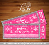 Winter Glitter Ticket Invitation 3 - FREE thank you card included