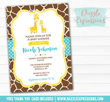 Giraffe Baby Shower Invitation 1 - FREE thank you card included