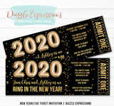 Gold Foil Balloons New Years Eve Ticket Invitation