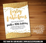 Fabulous Gold Birthday Invitation - Any Age - FREE thank you card