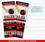 Hockey Ticket Birthday Invitations - FREE thank you card included