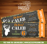 Hunting Chalkboard Ticket Invitation - FREE thank you card included