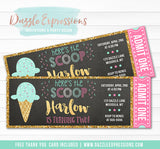 Ice Cream Chalkboard Ticket Invitation 3 - FREE thank you card included
