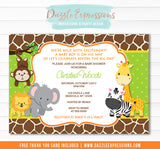 Jungle Baby Shower Invitation 1 - FREE Thank You Card Included