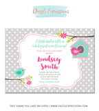 Little Birdie Baby Shower Invitation - FREE thank you card included
