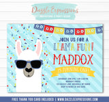 Llama Birthday Invitation 2 - FREE thank you card
