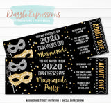 Masquerade New Years Eve Ticket Invitation 1