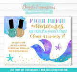 Mermaid Manicures Birthday Invitation - FREE thank you card