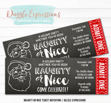 Naughty or Nice Holiday Party Ticket Invitation