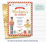 Nutcracker and Ballerina Watercolor Invitation - FREE Thank You Card Included