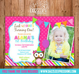 Owl Birthday Invitation 2 - Thank You Card Included