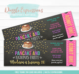 Pancake and Pajamas Chalkboard Ticket Invitation 3 - FREE thank you card included
