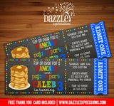 Pancake and Pajamas Chalkboard Ticket Invitation 2 - FREE thank you card included