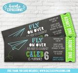 Paper Airplane Chalkboard Ticket Invitation - FREE thank you card