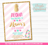 Pineapple Luau Invitation - Pink and Gold - FREE thank you card included