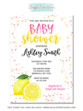 Pink Lemonade Watercolor Baby Shower Invitation - FREE thank you card