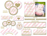 Pink and Gold Glitter Complete Party Package - Printable