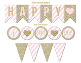 Pink and Gold Glitter Complete Party Package - Printable